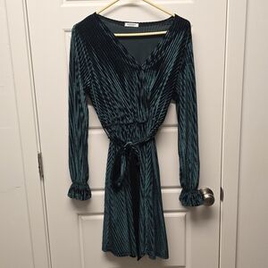Velvet Wrap Dress in Teal